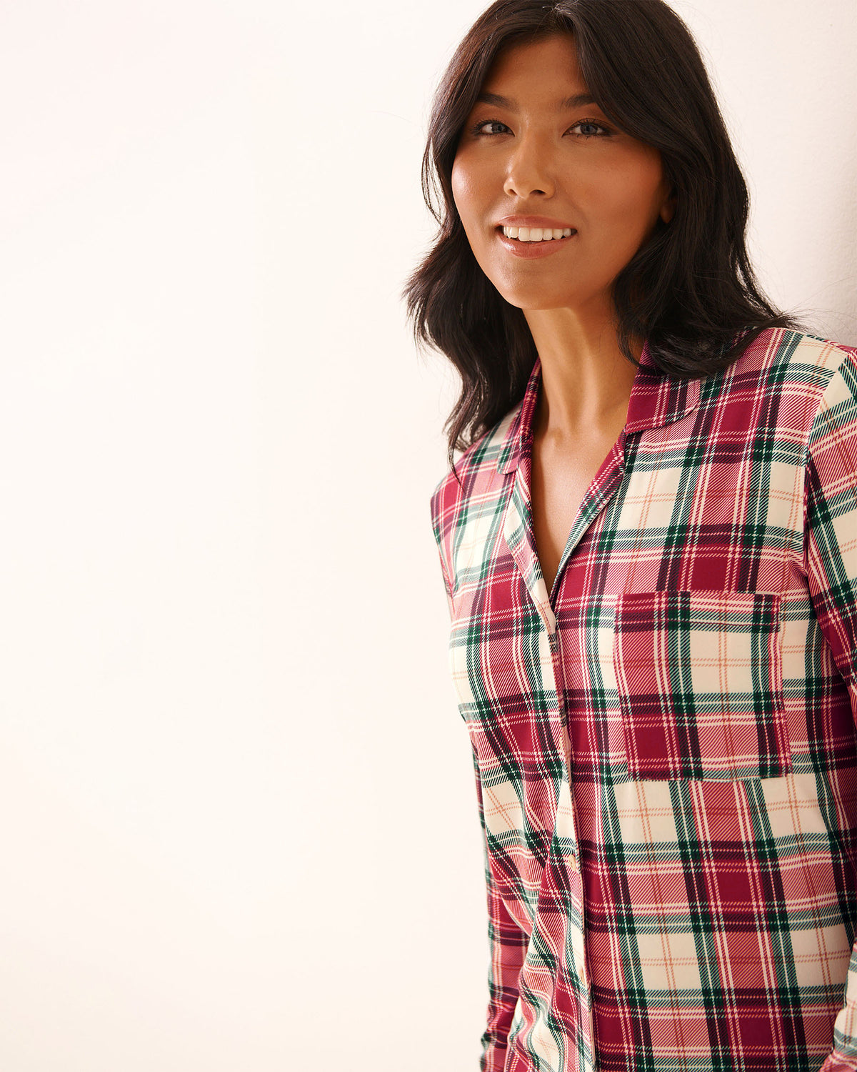 La Vie En Rose Red Plaid Super Soft Button-down Sleepshirt