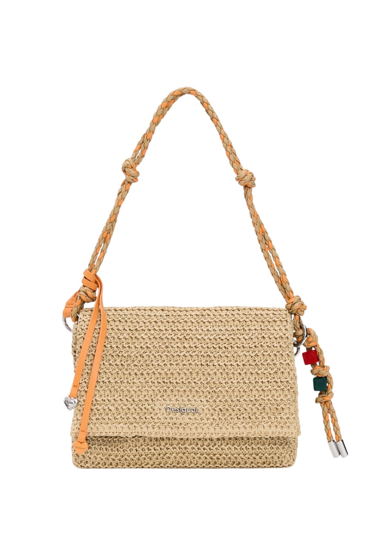 Desigual Medium raffia bag with a rectangular shape