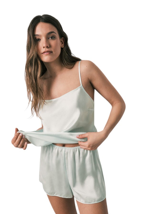 Women Secret Green satin short pajamas