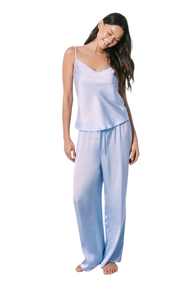 Women Secret Blue satin long pajamas