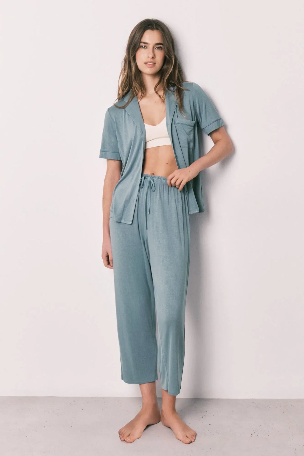 Women Secret Blue Soft Touch Capri Classic Pyjamas