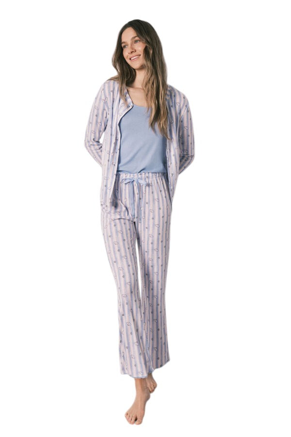 Women Secret Blue striped pyjama set and top