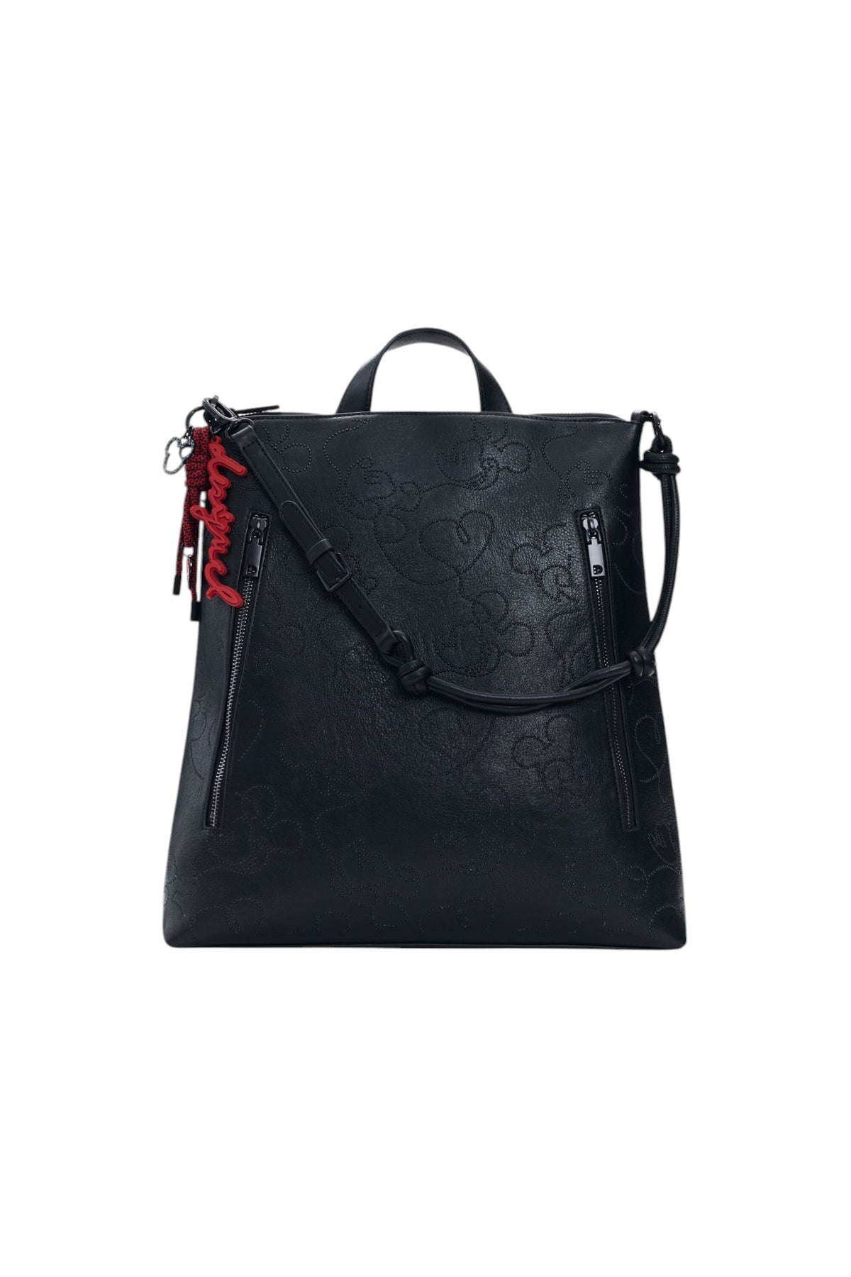 Desigual Medium backpack with metallic appliqués of Mickey Mouse™ silhouettes, two front zip pockets