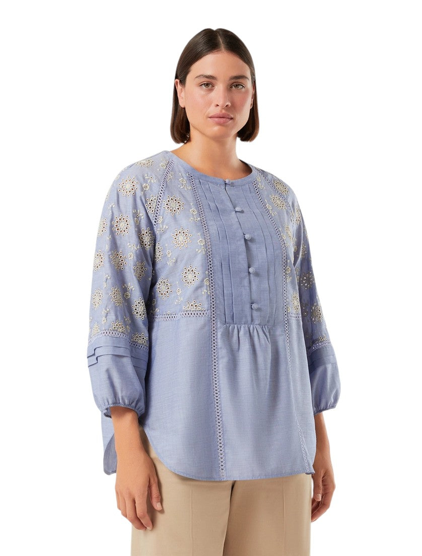 Marina Rinaldi Chambray cotton shirt with embroidery