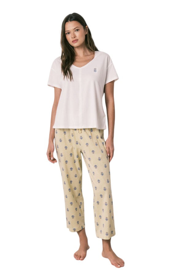 Women Secret Capri white cotton pajamas