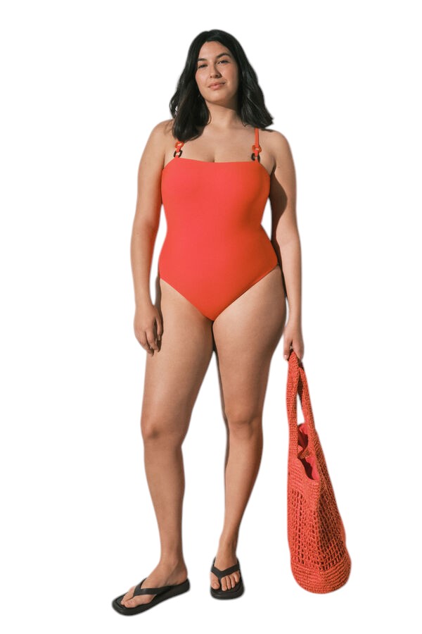 Women Secret Orange shaping swimsuit with straight neckline