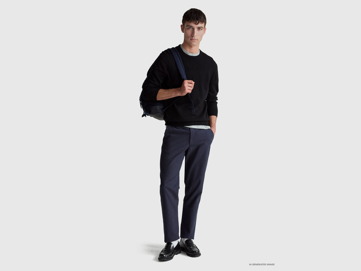 Benetton Black sweater in pure Merino wool