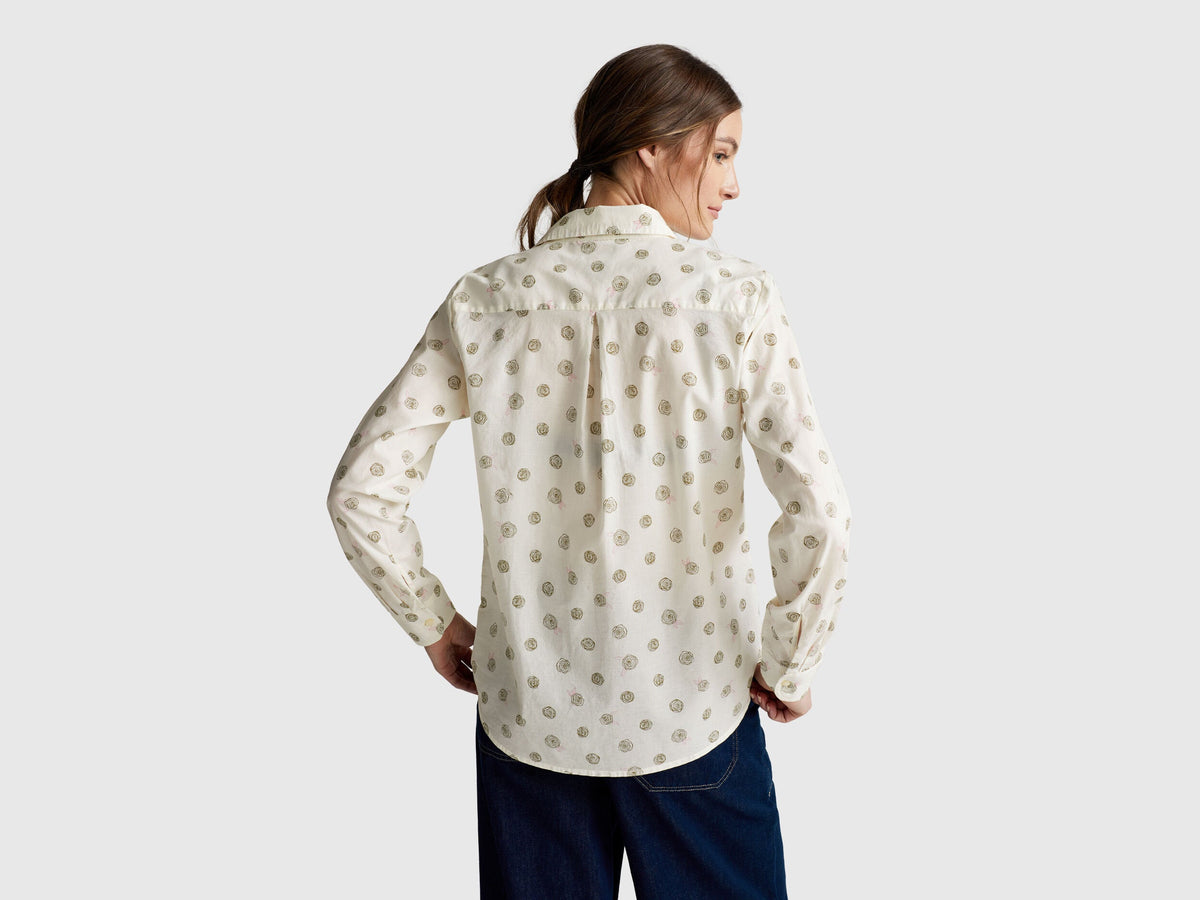 Benetton Patterned Lightweight Cotton Shirt