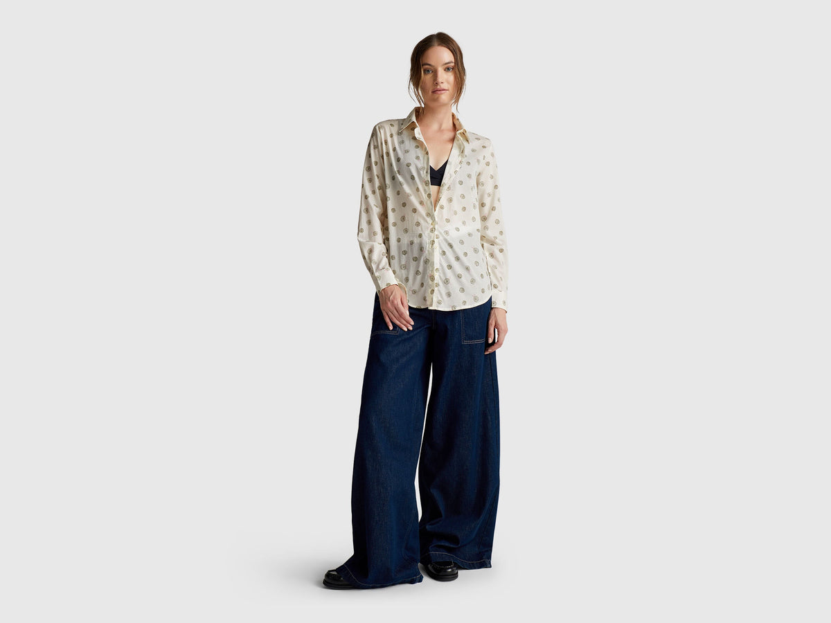 Benetton Patterned Lightweight Cotton Shirt