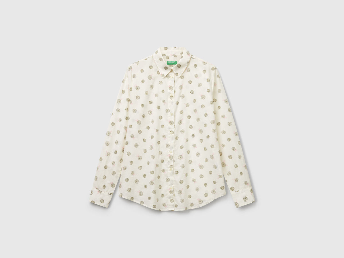 Benetton Patterned Lightweight Cotton Shirt