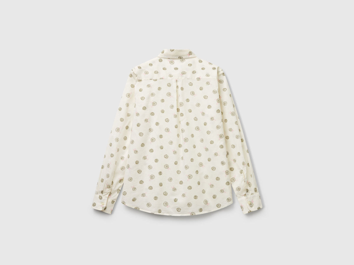 Benetton Patterned Lightweight Cotton Shirt