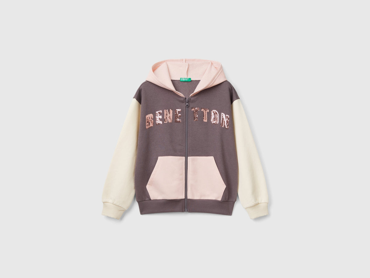 Benetton Sweatshirt with zip and sequins
