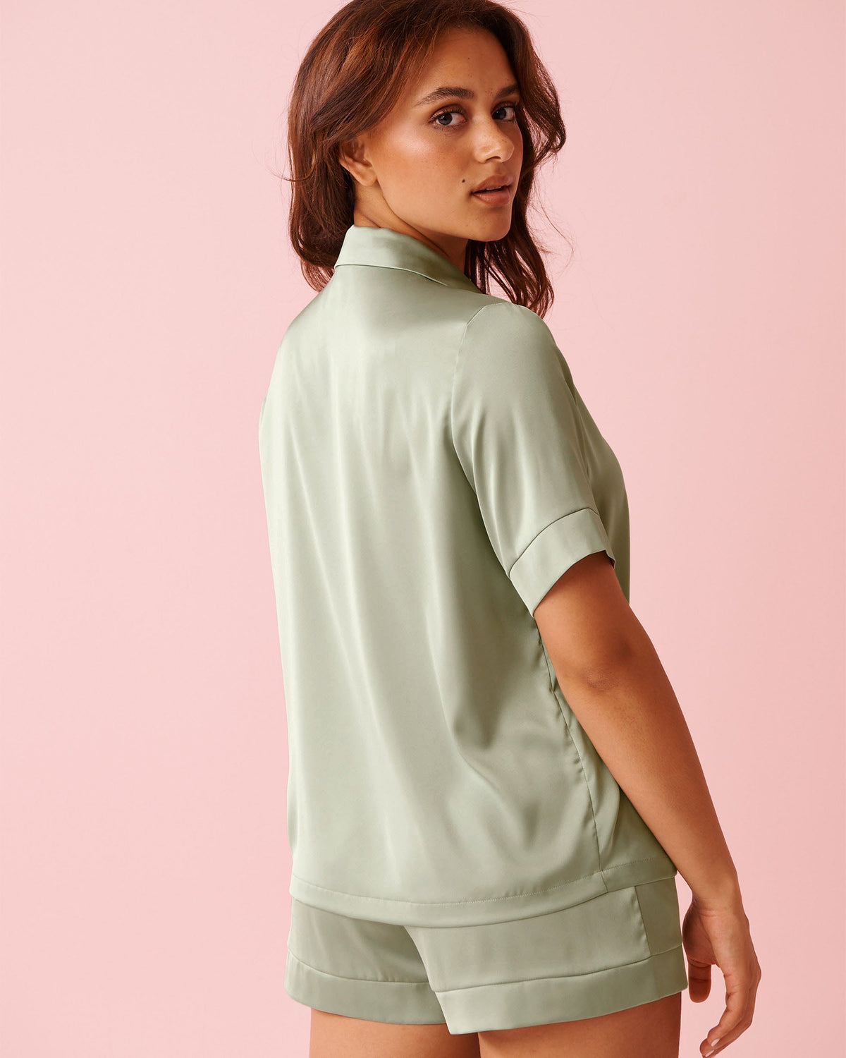 La vie en Rose Top Short Sleeve Satin