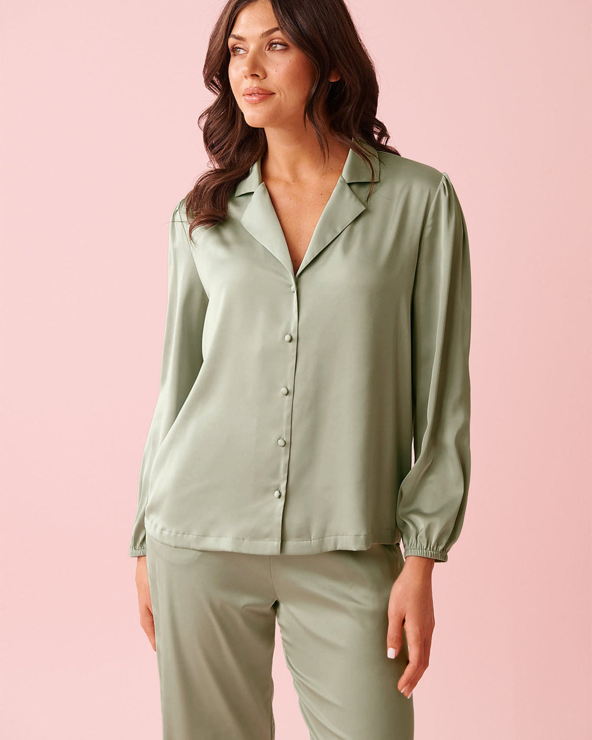 La vie en Rose Top Long Sleeve Satin
