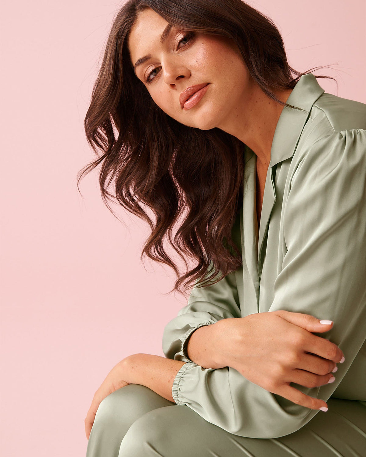 La vie en Rose Top Long Sleeve Satin