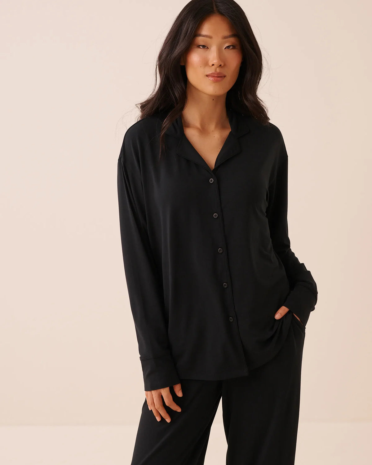 Modal Long Sleeve Button-Down Shirt