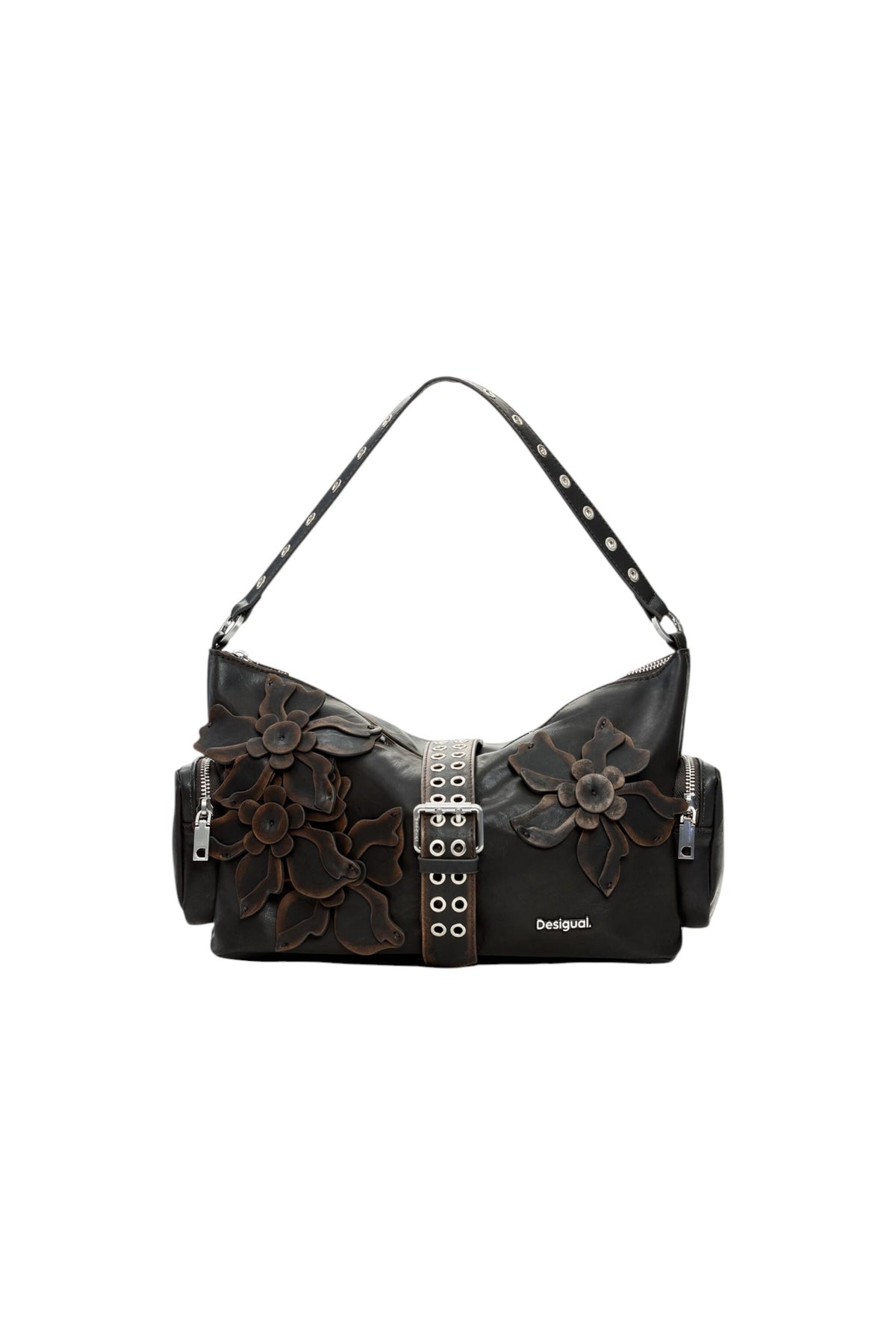 Desigual Bolso mediano con correas intercambiables apliques de flores