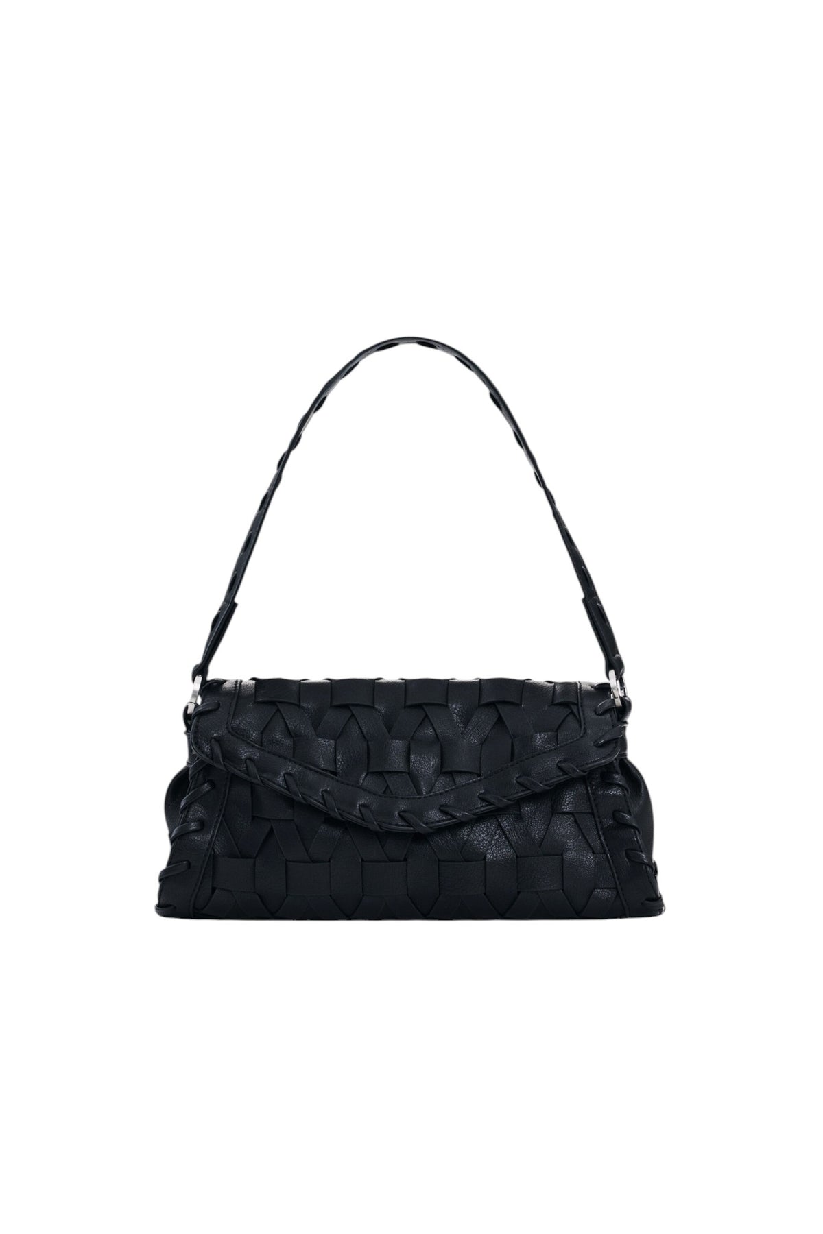 Desigual Small bag with flap and braided leather-effect