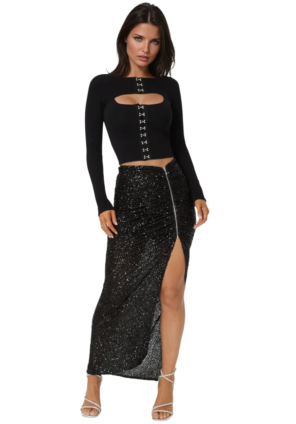 Bebe Sequin Maxi Skirt