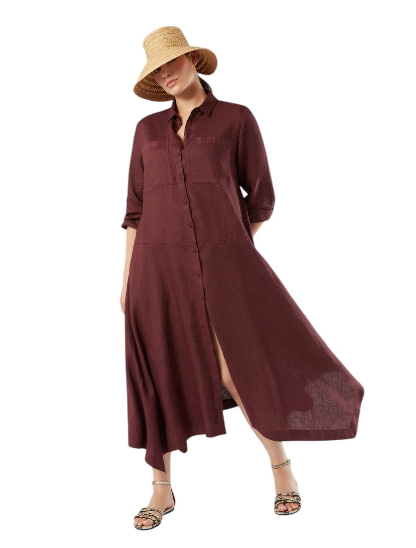 Marina Rinaldi Linen plain-weave shirt dress