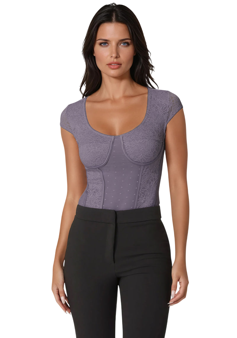 Bebe Swiss Dot Lace Bodysuit