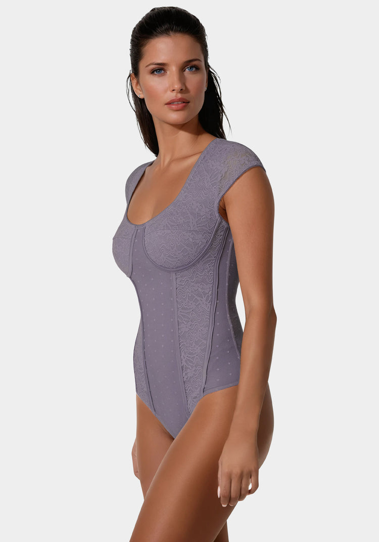 Bebe Swiss Dot Lace Bodysuit