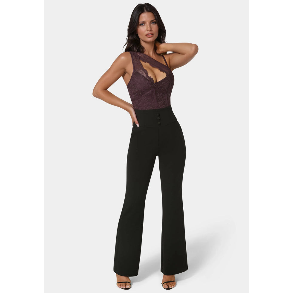 Bebe Asymmetric Fooler Lace Jumpsuit