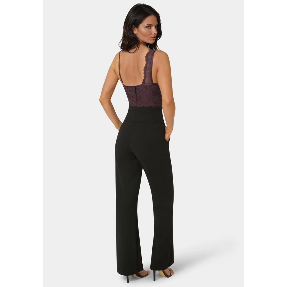 Bebe Asymmetric Fooler Lace Jumpsuit