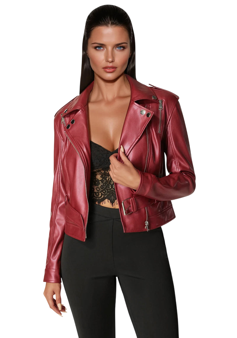Bebe Metallic Vegan Moto Jacket