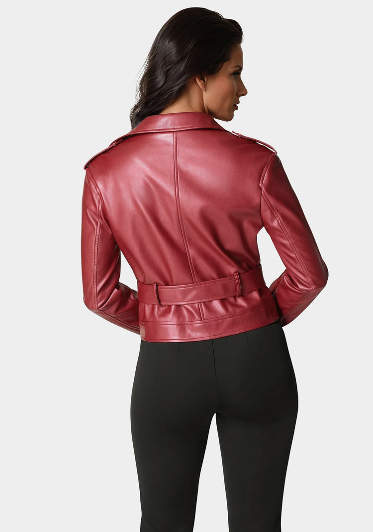 Bebe Metallic Vegan Moto Jacket