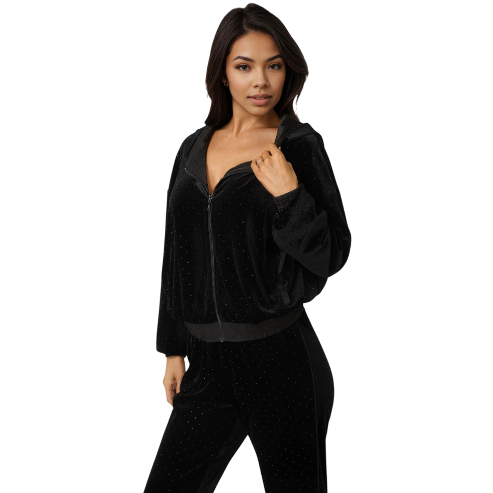 Bebe Embellished Zip Up Hoodie
