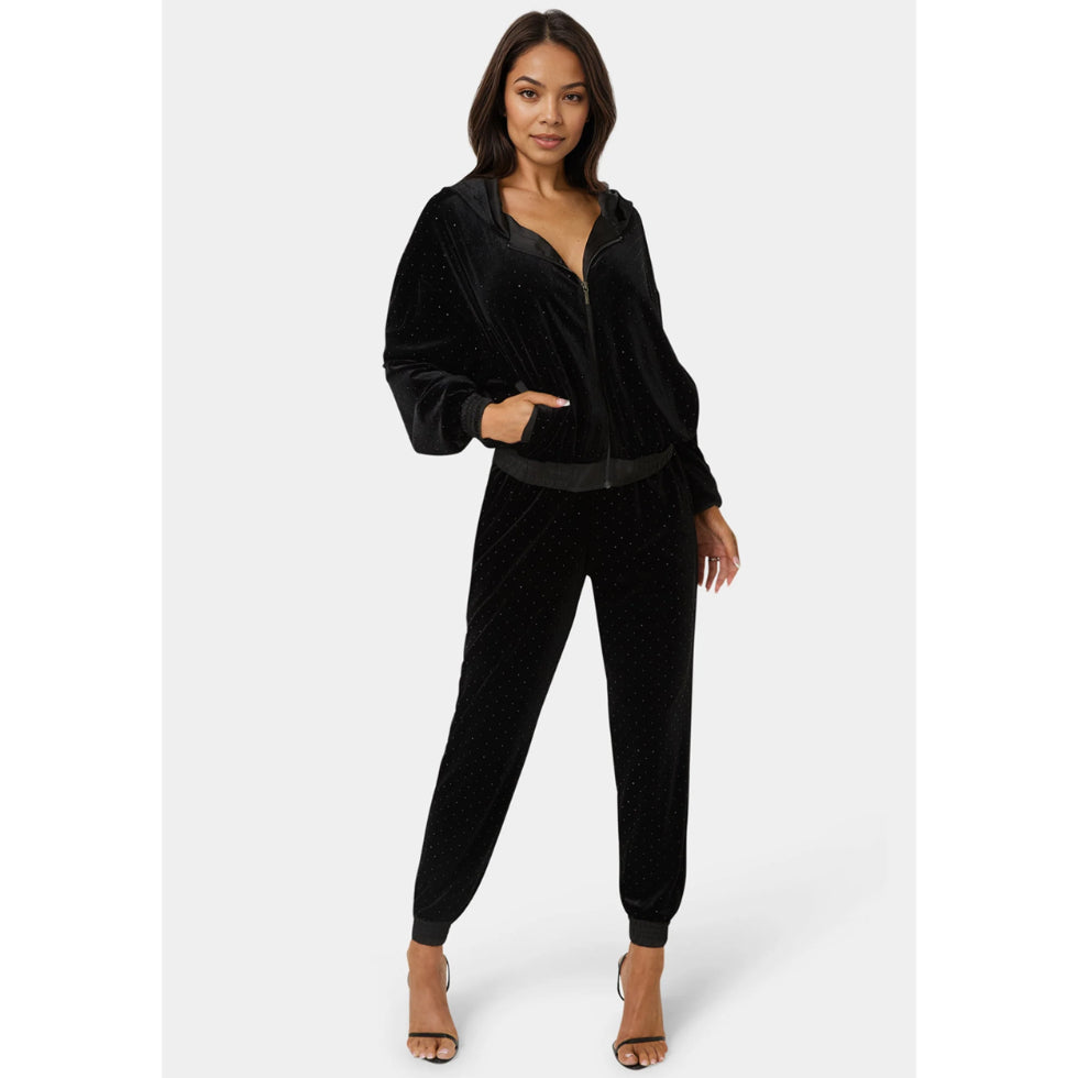 Bebe Embellished Zip Up Hoodie