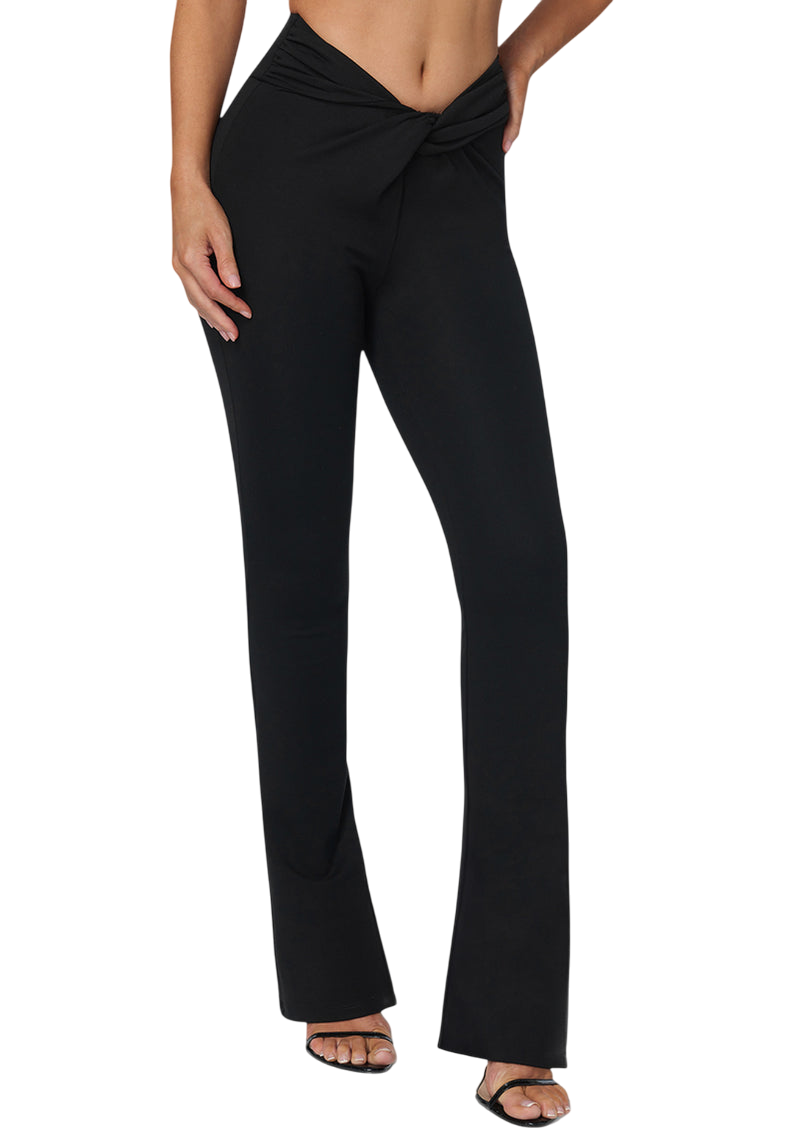 Bebe Twisted Waist Flared Leg Pant