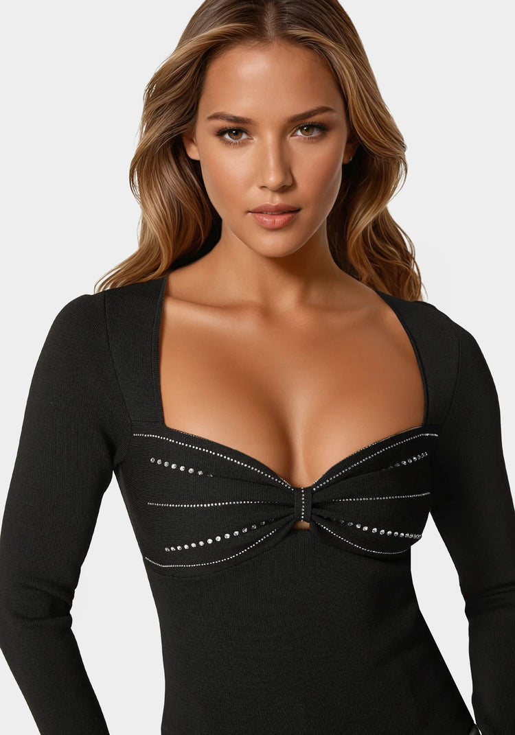 Bebe Embelished Long Sleeve Sweater