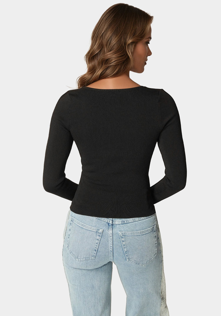 Bebe Embelished Long Sleeve Sweater