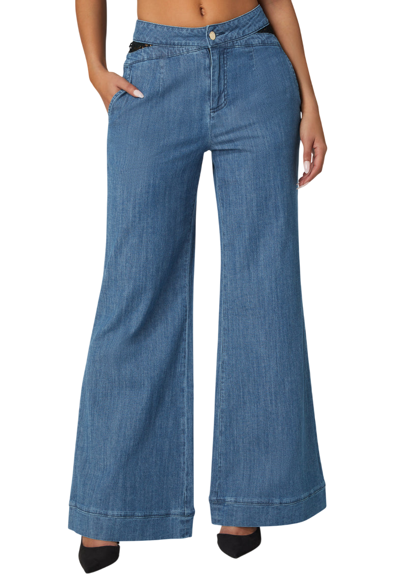 Bebe High Waist Ultra Wide Leg Denim Pant
