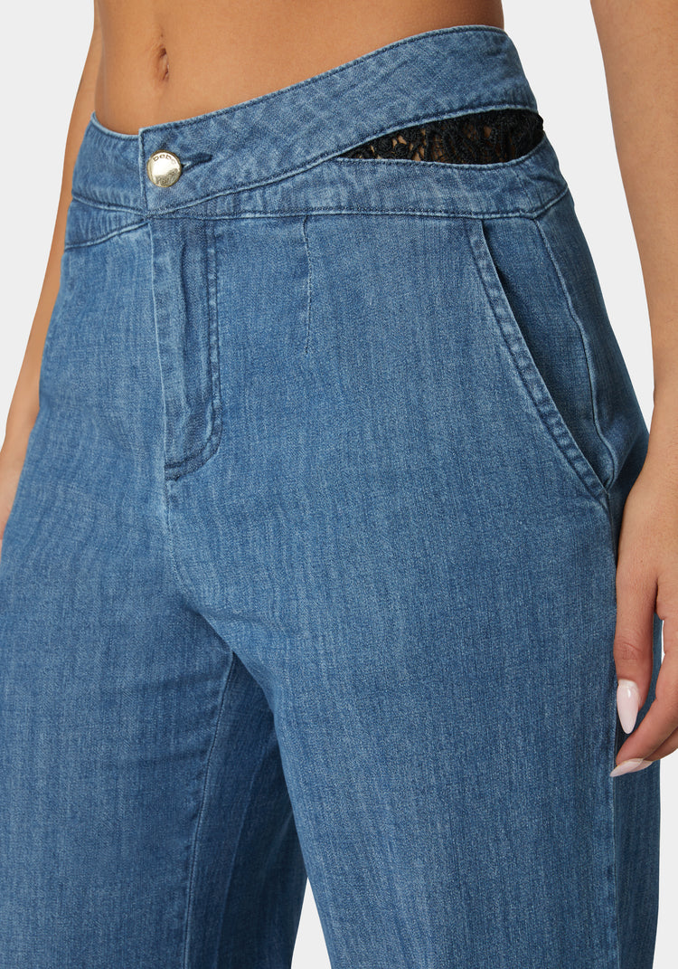 Bebe High Waist Ultra Wide Leg Denim Pant