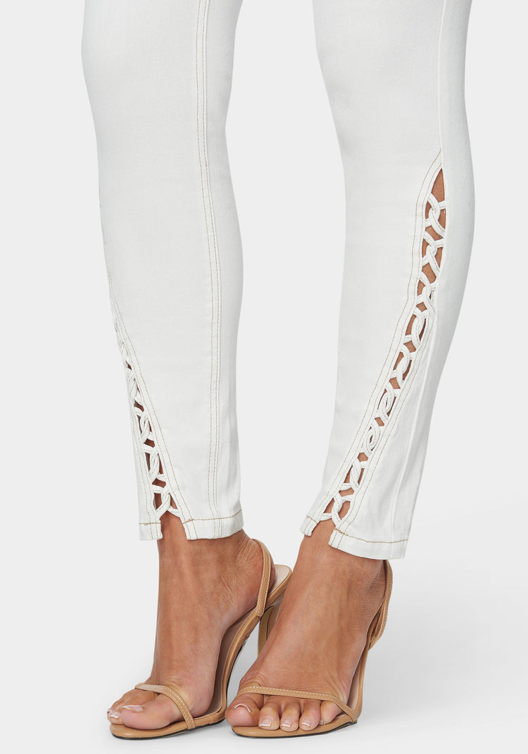 Bebe White High Waist Skinny Leg Jeans