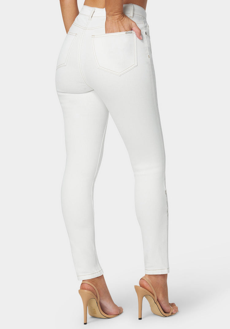 Bebe White High Waist Skinny Leg Jeans