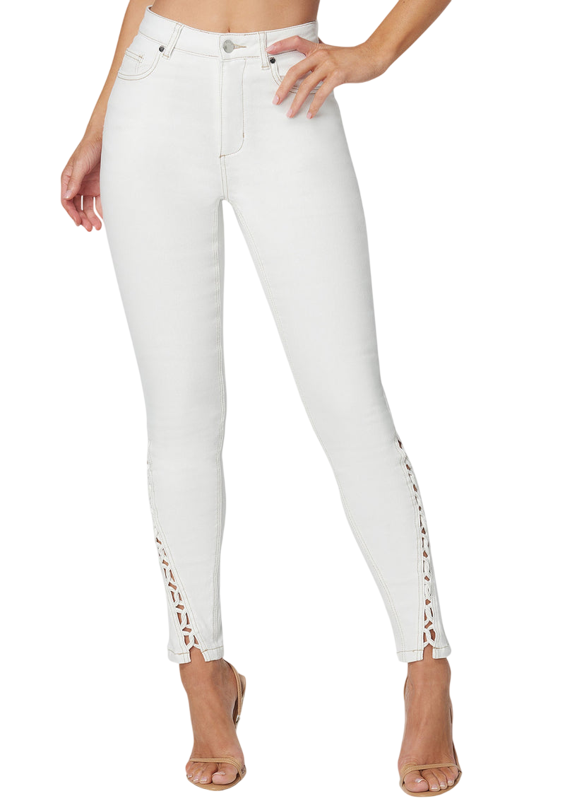 Bebe White High Waist Skinny Leg Jeans