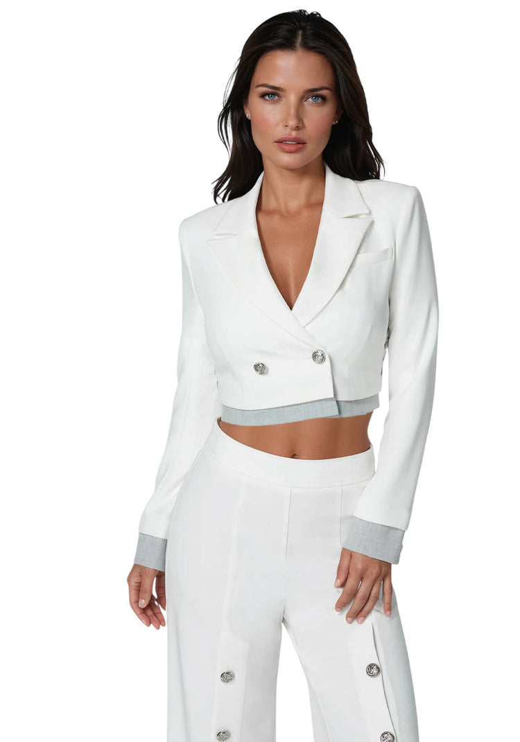 Bebe Cropped Eyelet Blazer