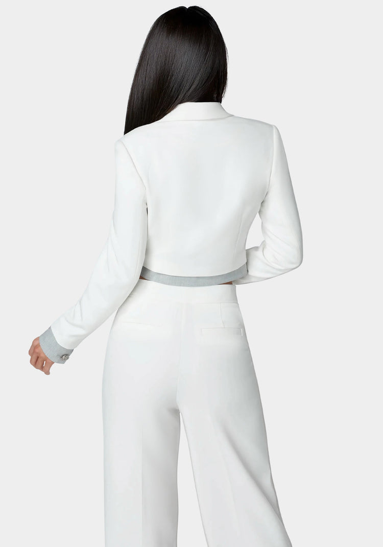 Bebe Cropped Eyelet Blazer