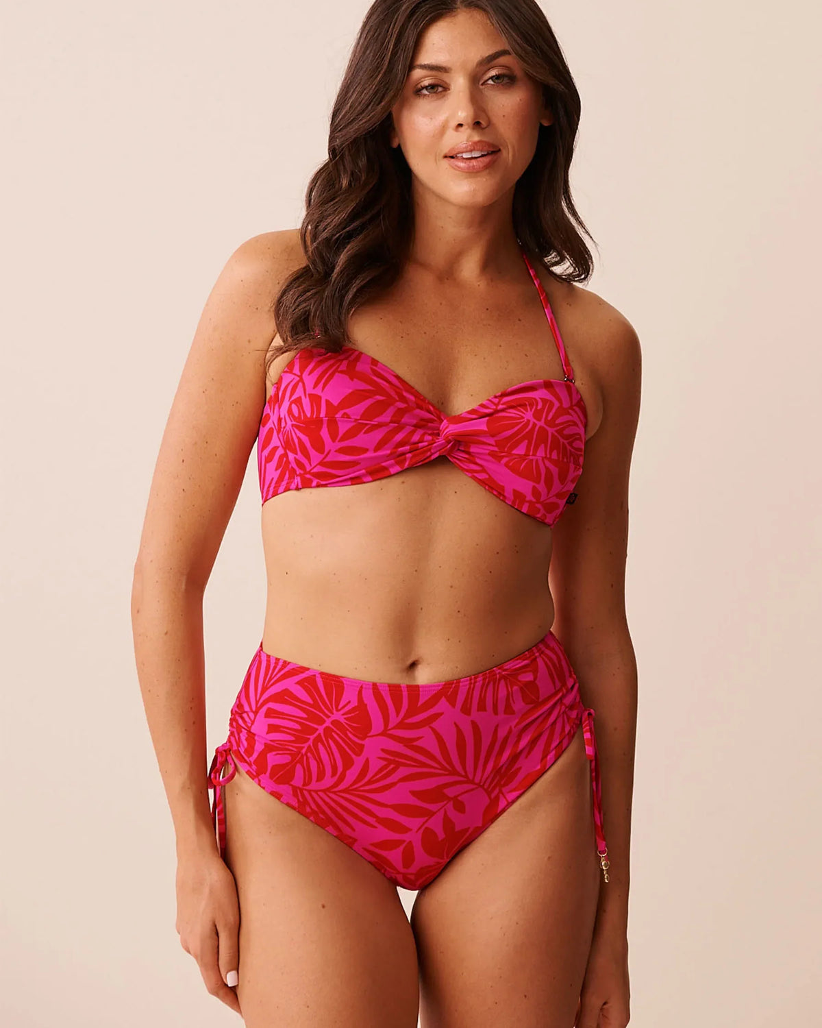 La vie en Rose TROPICAL FUCHSIA Twisted Bandeau Bikini Top