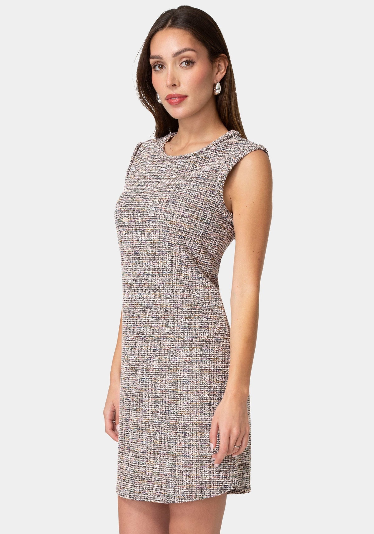 Bebe Bouclé Cap-Sleeve Dress