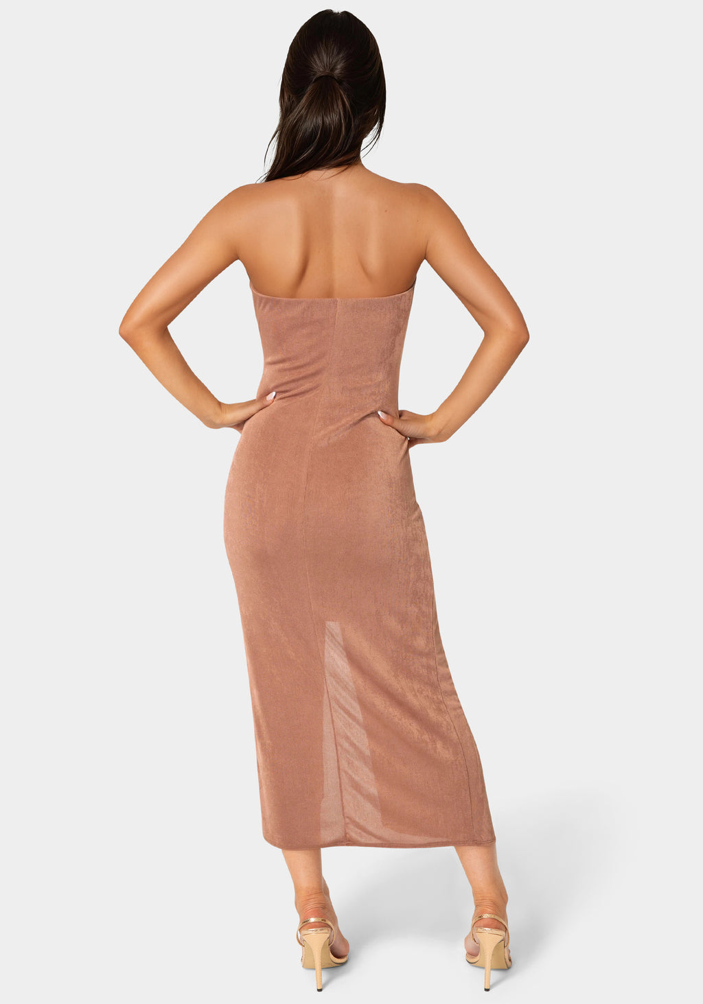 Bebe Strapless Twist Waist Maxi Dress