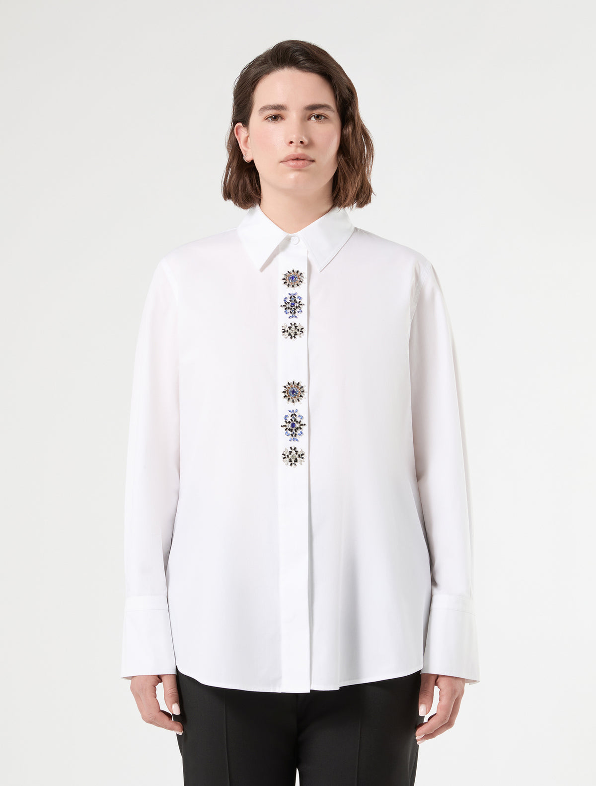 Marina Rinaldi Embroidered Poplin Shirt