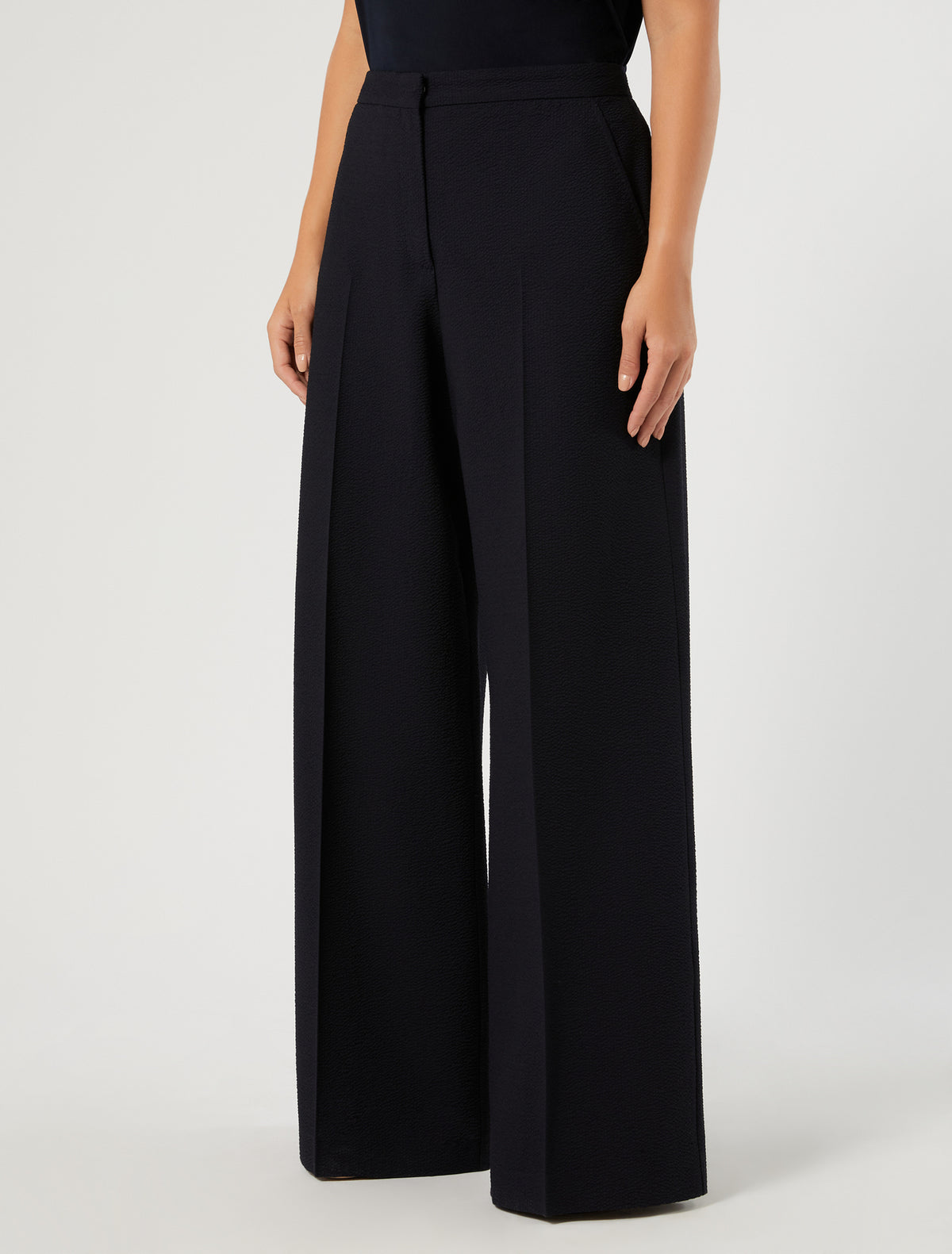 Marina Rinaldi Seersucker Palazzo Trousers