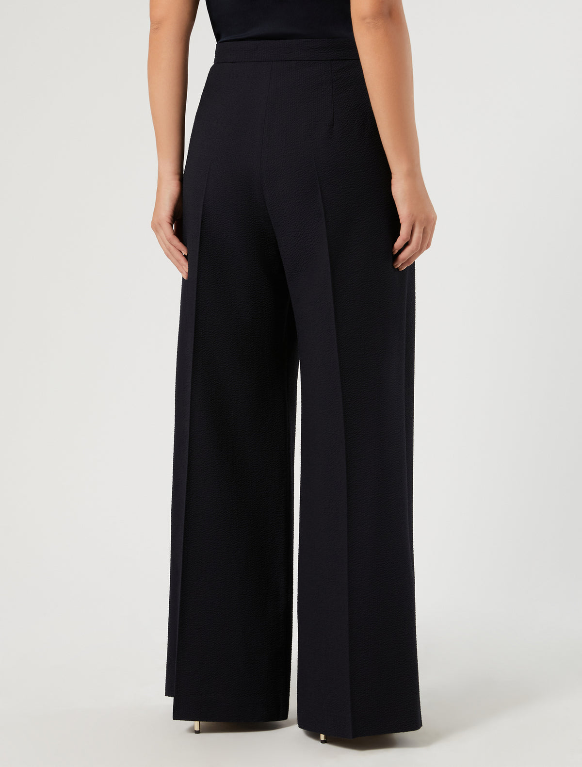 Marina Rinaldi Seersucker Palazzo Trousers