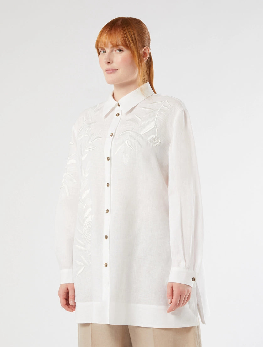 Marina Rinaldi Embroidered linen canvas tunic