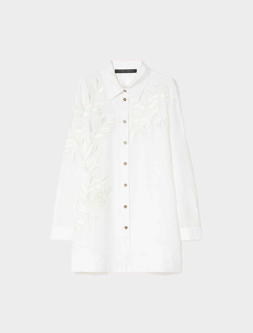 Marina Rinaldi Embroidered linen canvas tunic